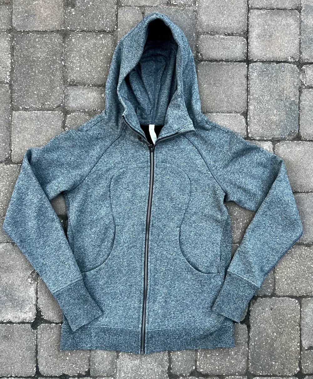 Lululemon Scuba Full-Zip Hoodie – Heathered Grey Textured Knit size 10
